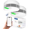 Hekatron Genius Plus Edition - Rilevatore di Fumo con Batterie Integrate e Cuscinetti Adesivi Inclusi - Set con 2 Rilevatori - Bianco