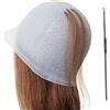 BAILMOLI Cuffia per capelli in silicone con foro perforato, con ago, riutilizzabile, professionale, per evidenziare i buchi con ganci, per parrucchieri, parrucchieri, tinture, strumenti per colorazione per