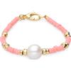 TOSCANA BY ETRUSCA Bracciale in bronzo placcato oro 18kt con perline rosa e perla bianca al centro