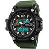 TONSHEN Uomo Grande Analogico Quarzo LED Tre Tempo Sportivo Orologi da polso Impermeabile 50M Outdoor Militare Multifunzione Digitale Orologio Conto Alla Rovescia Allarme (Verde)