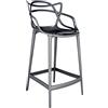 Kartell Masters Stool Sgabello, Tecnopolimero termoplastico Riciclato con Carica Minerale e Metallizzato, Nero(Titanio), H. 65, Metallizzato