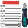 Tongboke 9 Pezzi Cacciaviti Esagonali con Testa a Sfera Kit, mMagnetico Punte Avvitatore con Impugnatura, 1/4 Set Inserti Avvitatore, per Trapani a Mano, Trapani Pneumatici e Trapani Elettrici (1)