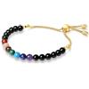 COAI Bracciale Chakra Donna, Bracciale di Perle con Pietre dei Sette Chakra e Tormalina Nera