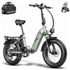 Fafrees Bicicletta elettrica FF20 POLAR, 20*4.0 Fat Tire E-bike, Bici Elettrica da città pieghevole per donna uomo, Batteria rimovibile da 2 * 10.4 Ah, 25 km/h, Autonomia 140 km, Verde