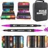 Funnasting Pennarelli Brush Pen Lettering, 168 Colori Pennarelli Doppia Punta Fine e Grossa Pennello per Adulti Bambini Acquerello Set per Colorare, Bullet Journal, Mandala