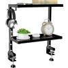 PUTORSEN 15 Pollici Morsetto su Scaffale da Scrivania, Scaffale a 2 Livelli Sopra o Sotto la Scrivania, Organizzatore da Cucina Personalizzabile per gli Accessori, Nero