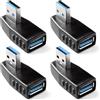 KUOQIY 4 Pezzi Adattatore ad Angolo USB 3.0 a 90°, Adattatore USB 3.0 90 Gradi Maschio a Femmina Combo Angolo Sinistro e Destro Connettore, Adattatore Angolare da USB a USB