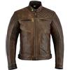 Texpeed Giacca da moto in pelle da uomo - Giacca da moto da turismo con protezione originale da motociclista CE (EN 1621-1) Design trapuntato con cuciture a diamante - Marrone - XL