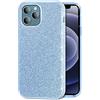 Mixroom - Custodia Cover per iPhone 11 PRO Max Case in TPU Morbido Celeste con Brillantini Glitter 3 in 1