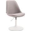 CLP Sedia Da Pranzo Regolabile Maverick In Stoffa I Sedia Design Rosa Scandinavo Base Tonda In Metallo, Colore:grigio, Colore del telaio:bianco