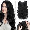 SEGO Extension Capelli Filo Invisibile Estensioni Capelli Finti Per Treccine Mossi Sintetiche Posticci Per Capelli Lunga Ondulati Ricci Donna 50 cm Nero
