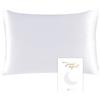 townssilk Federa seta cuscino,100% naturale seta di gelso 19momme,doppia faccia,benefica per capelli e pelle,ipoallergenica,cerniera nascosta,1 pz,40x70cm,Bianco