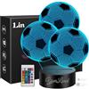YverLand Lampada LED a forma di 3 palloni da calcio, 16 colori e telecomando. Decorazione sportiva per camere da letto e scrivanie. Regalo comunione, compleanno, re (3 Palloni Da Calcio)
