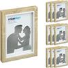Relaxdays Set 10 Cornici Portafoto, 10x15 cm, Passpartout, Verticale ed Orizzontale, da Muro e Tavolo, Marrone Bianco