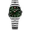 WENGER Quadrante verde vintage sportivo (37 mm) da uomo/bracciale in acciaio inossidabile 01.1921.111