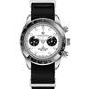 TYBERLEY Uomo Vintage Quartzo Orologio Panda Quadrante VK64 Movimento in acciaio inox 100M impermeabile luminoso Sport Cronografo Orologio da polso, Bianco-nylon, Classico