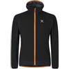 MONTURA premium wind hoody jacket uomo MJAW48X 9066 colore nero/mandarino arancio giacca pile ideale per trekking alpinismo arrampicata e attività outdoor invernali