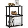 Furinno Libreria Bassa a 3 ripiani Espresso/Black Tubo rettangolare