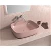 Karag Lavabo Da Appoggio In Ceramica Rosa Opaco