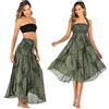 MZSYLK Gonne da donna, gonna maxi vintage da donna 2 in 1, stampa floreale, abito a vita alta, gonna bohémien, Blu, Taglia unica