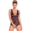 Obsessive Fiorenta - bodystocking perle aperto in pizzo (nero)