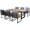 MCC Trading International GmbH Tarrington House Set di mobili per esterni, 7 pezzi, alluminio / legno di teak, 6x sedie, 1x tavolo da pranzo, multicolore