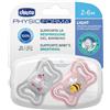 CHICCO (ARTSANA SpA) Chicco Physoforma Light Succhietto Silicone Rosa 2 Pezzi 2-6 Mesi - Ciuccio Light Rosa