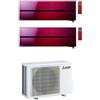 Mitsubishi Electric Climatizzatore Condizionatore MITSUBISHI ELECTRIC Dual Split 12+18 serie KIRIGAMINE STYLE RUBY RED Inverter con MXZ-2F68VF WI-FI INTEGRATO R-32 12000+18000 A++/A+