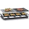SEVERIN RG 2373 Grill Raclette XXL con Pietra Naturale, Piastra Antiaderente, Raclette 8 Persone, Area di Cottura 48,5 x 24 cm, Piastra Combinata, Controllo della Temperatura, 1700 Watt