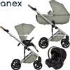 Anex Trio Anex Eli Excite (Navicella,Telaio,Seduta Passeggino,Seggiolino Auto Cosmo e Adattatori per Gruppo 0+)