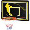 sportnow Canestro Basket per Bambini e Adulti da Indoor e Outdoor in Acciaio e PE, 110x90x70 cm, Nero e Giallo