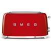 Smeg, Tostapane 2x4 TSF02RDEU, 2 Scomparti per 4 fette, 6 Livelli di Doratura, Funzione Riscaldamento, Scongelamento e Bagel, Espulsione Automatica del Pane, Cassetto Raccoglibriciole, 1500W, Rosso