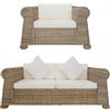 vidaXL Divano a 3 Posti con Cuscini in Rattan Naturale Sofa Cislonga Arredo vidaXL