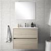 DEGHI Mobile bagno rovere baita da 70 cm sospeso con lavabo in porcellana e specchio - Medora
