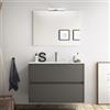 DEGHI Mobile grigio mercurio opaco per bagno da 80 cm sospeso con lavabo in porcellana e specchio - Medora