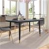 DEGHI Tavolo da pranzo 150x90 cm con piano in ceramica nero - Amilcare