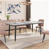 DEGHI Tavolo da pranzo 180x90 cm piano in ceramica grigio e gambe nere - Amilcare