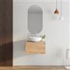 DEGHI Mobile bagno sospeso portalavabo 60 cm in legno rovere gold con lavabo e specchio - Plain