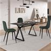 DEGHI Tavolo da pranzo 150x90 cm piano ceramica 12 mm e base in acciaio nero - Masao
