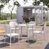 DEGHI Set pranzo da giardino con tavolo 80x80 cm e 4 sedie in polipropilene bianco - Qalis