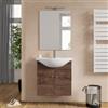 DEGHI Mobile bagno sospeso 60 cm con lavabo integrato e specchio effetto legno pecan - Benjo