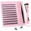 Sixstarhair Ciuffetti Ciglia Finte Kit con Colla D Curl Cluster Lashes con Bond e Seal Kit Extension Ciglia Fai Da Te 12-16mm Mix 120 Pezzi Lash Extension Naturali