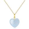 COAI Collana Argento 925 Donna con Ciondolo Cuore di Acquamarina, Collana Donna Acquamarina Catenina Placcata Oro 14k