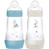 MAM 2 biberon Easy Start Anti-Colica 2+ mesi flusso medio (2 x 260 ml) Oceano + Sabbia - Biberon per ridurre le coliche e il disagio del bambino - Biberon per l'allattamento