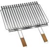 Paluplus Griglia per Barbecue in Acciaio Inox con 2 Manici in Bambù, Misura 56x40 cm, Graticola per Alimenti con sistema di recupero grassi, per Carne, Pesce e Verdure -6400