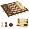 kieyeeno Scacchi in legno, scacchiera 3 in 1, scacchi da donna, backgammon, scacchiera pieghevole, 29 x 29 cm, con scacchi (29 x 29 cm)