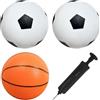 ZBHDEYG 2 mini calcio e 1 mini pallone da basket con 1 tubo gonfiabile, pallone da calcio per bambini, palla giocattolo interattiva genitore-figlio (16 cm)