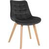 CLP Brook Chair I Sedia da pranzo con motivo trapuntato su rivestimento in velluto I Struttura in legno a quattro piedi, Colore:nero