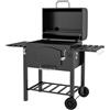 Giordanoshop Barbecue da Giardino a 2 Ruote con Griglia Affumicatore e Fornello 124x66x112