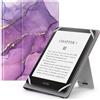 MoKo Custodia Cover Universale Compatibile con E-Lettore Kindle/Kobo/Voyaga/Lenovo/Sony/Tolino da 6, 6,8 e 7, in Pelle PU con Chiusura di Elastico, Doppio Supporto e Manico, Marmo Viola Dorato